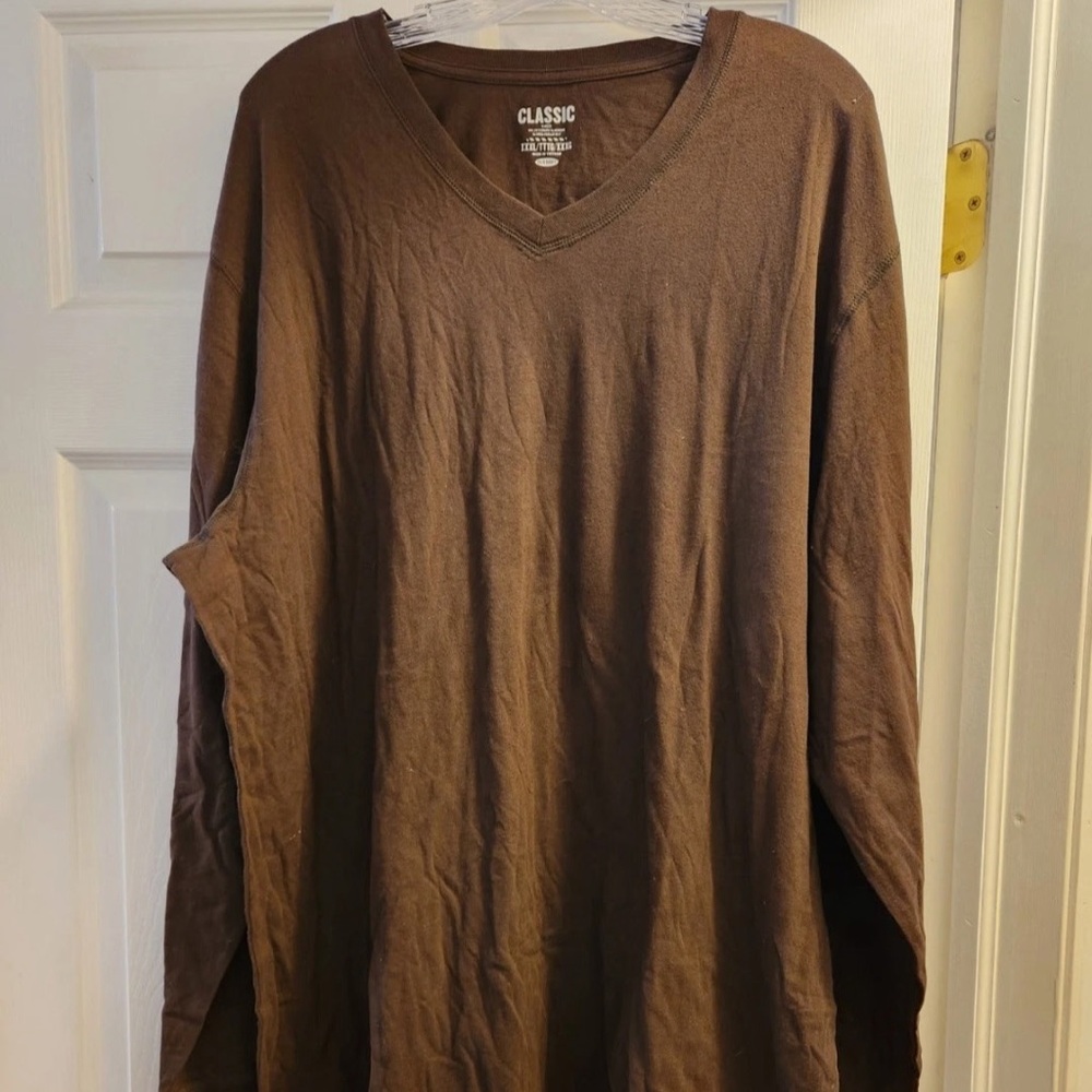 Old Navy Classic Brown V-Neck Long Sleeve Shirt Men's 3XL NWT